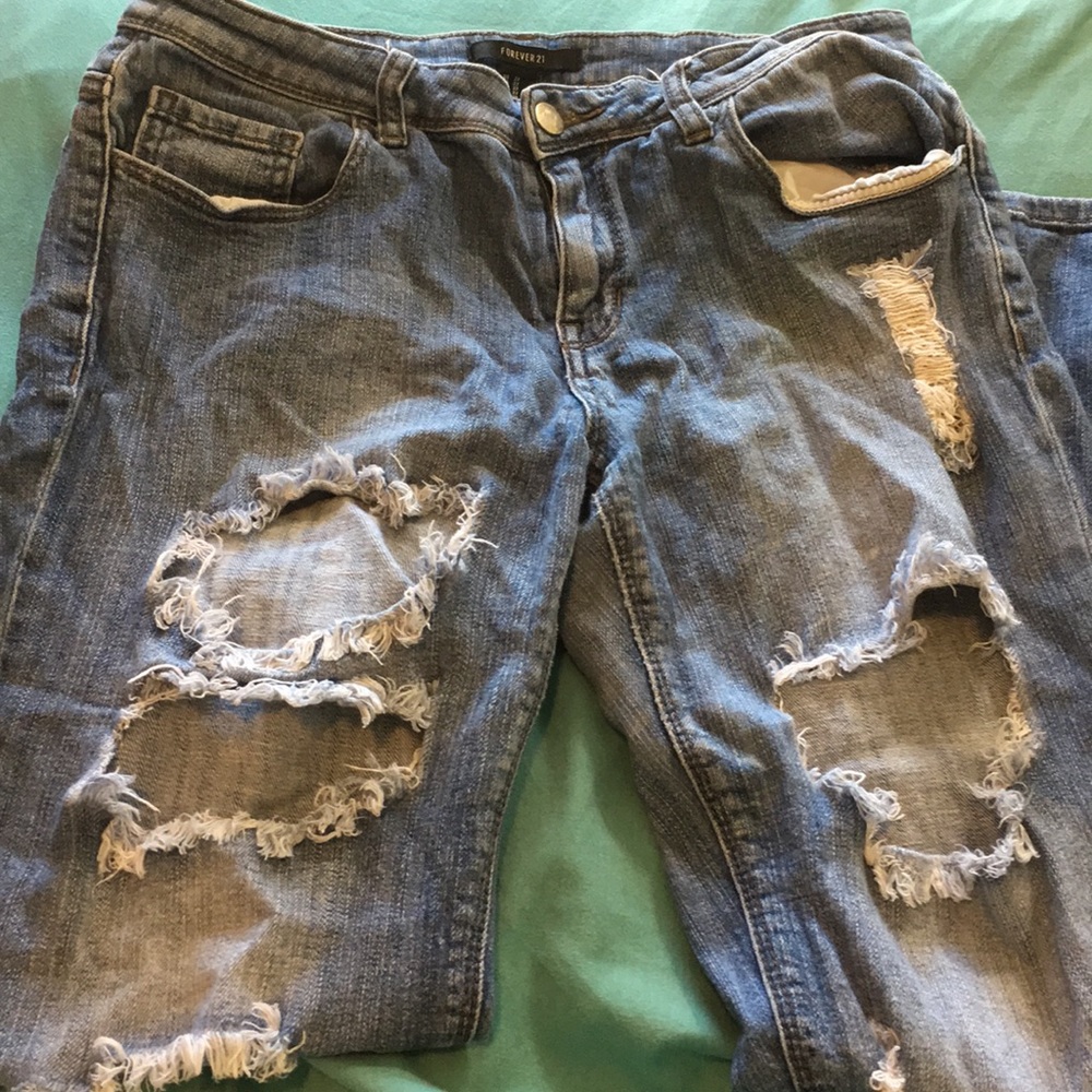 super distressed jeans